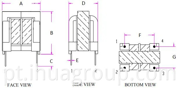 Design do fabricante de alta frequência Modo comum engasga o indutor de energia do tipo EE para receptor de televisão